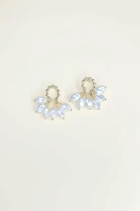 White Freshwater Pearl Teardrops Stud Earrings