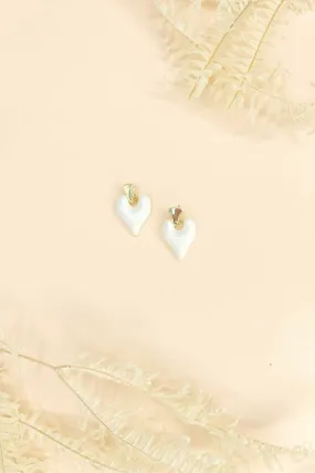 White Heart Alloy Stud Earrings