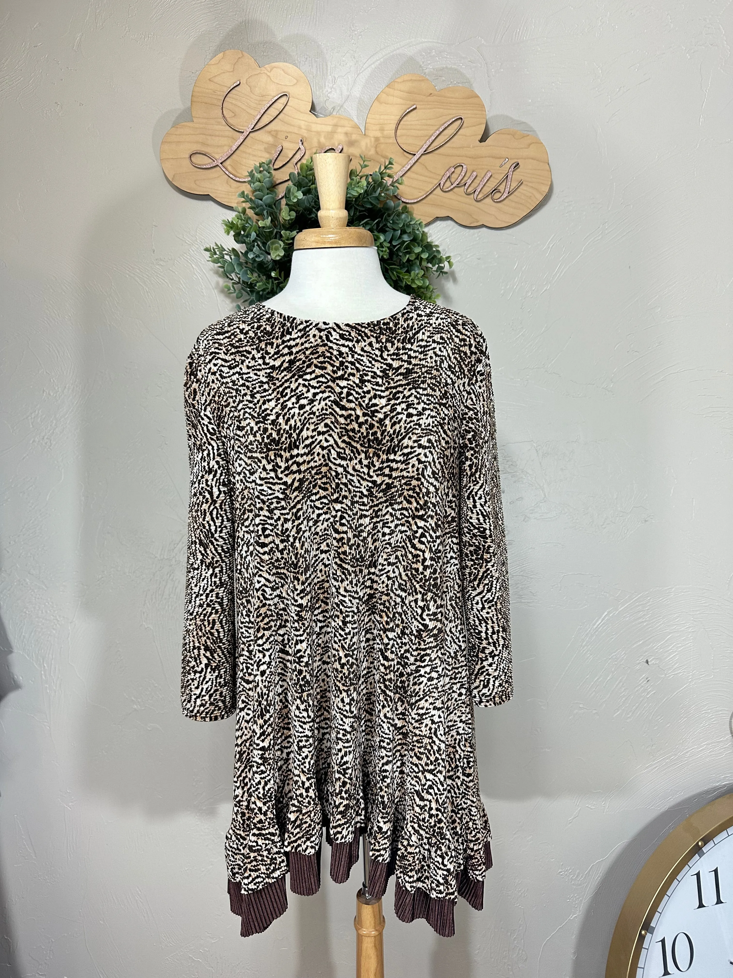 Women's Bodre Textured Animal Print Brown Tunic