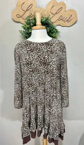 Women's Bodre Textured Animal Print Brown Tunic