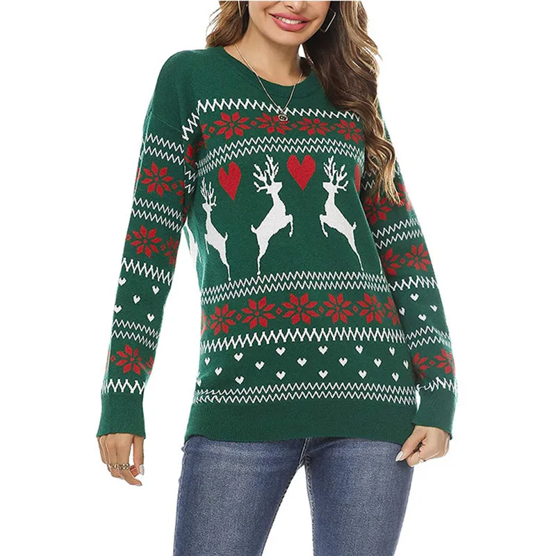 Women's Christmas snowflake pattern mock neck sweater winter daily outfits (Copy)