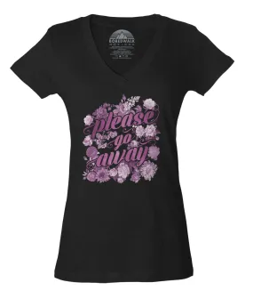 Women's Please Go Away Vneck T-Shirt - Introvert Shirt