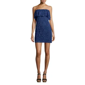 Women's Strapless Lace Party Dress,Petrol