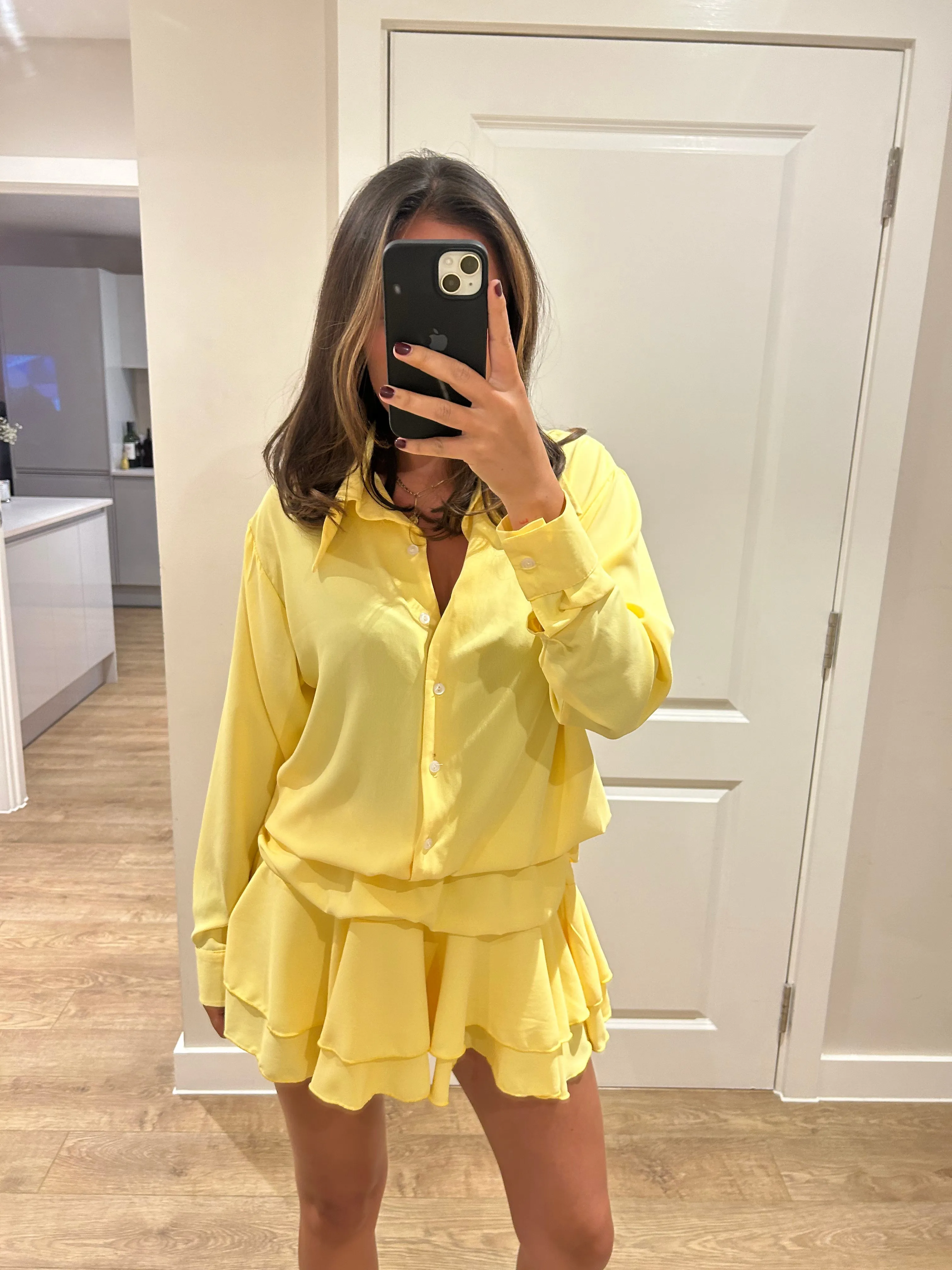 Yellow Frill Chiffon Dress